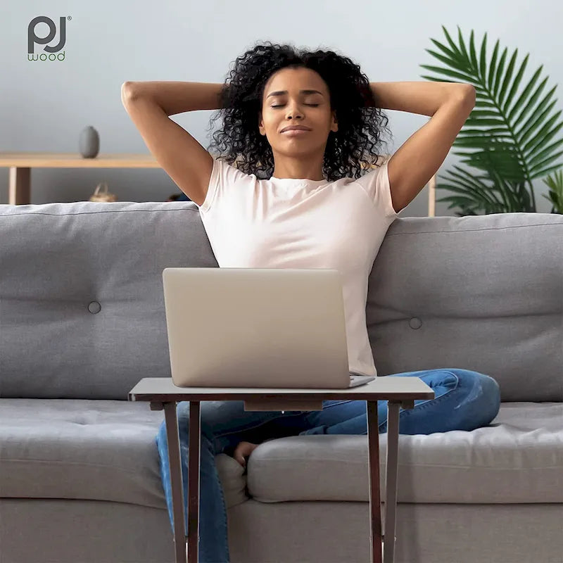 PJ Wood Folding TV Tray Tables with Compact Storage Rack, Espresso, 5 Piece Set - 36.38