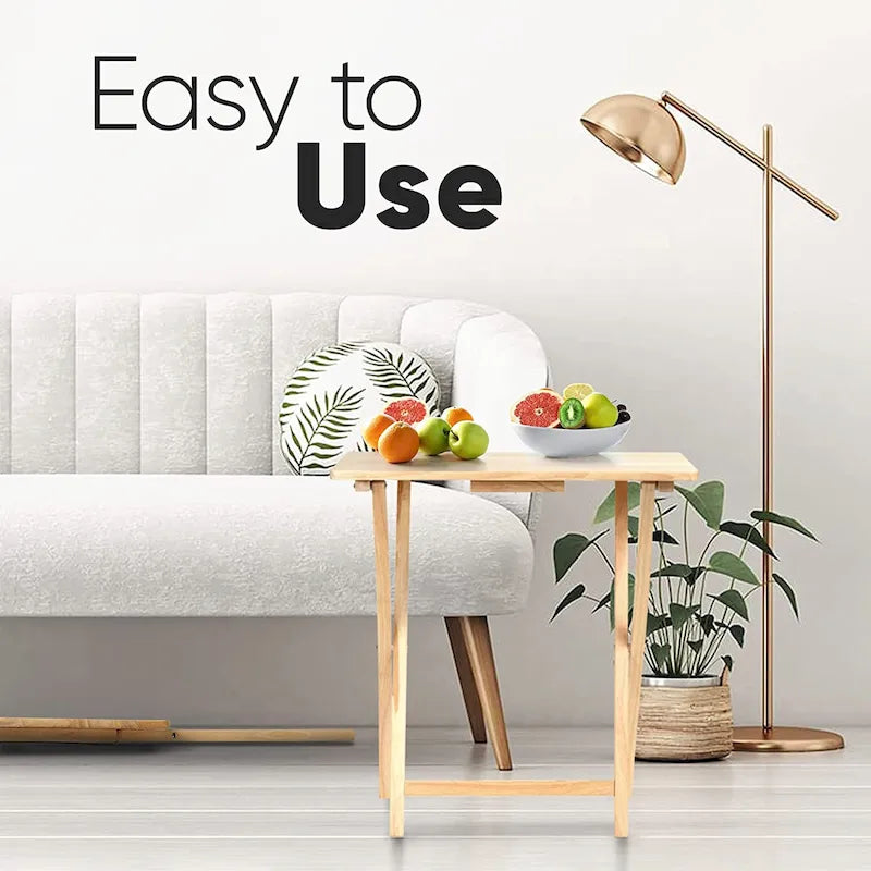 PJ Wood Folding TV Tray Tables with Compact Storage Rack, Espresso, 5 Piece Set - 36.38