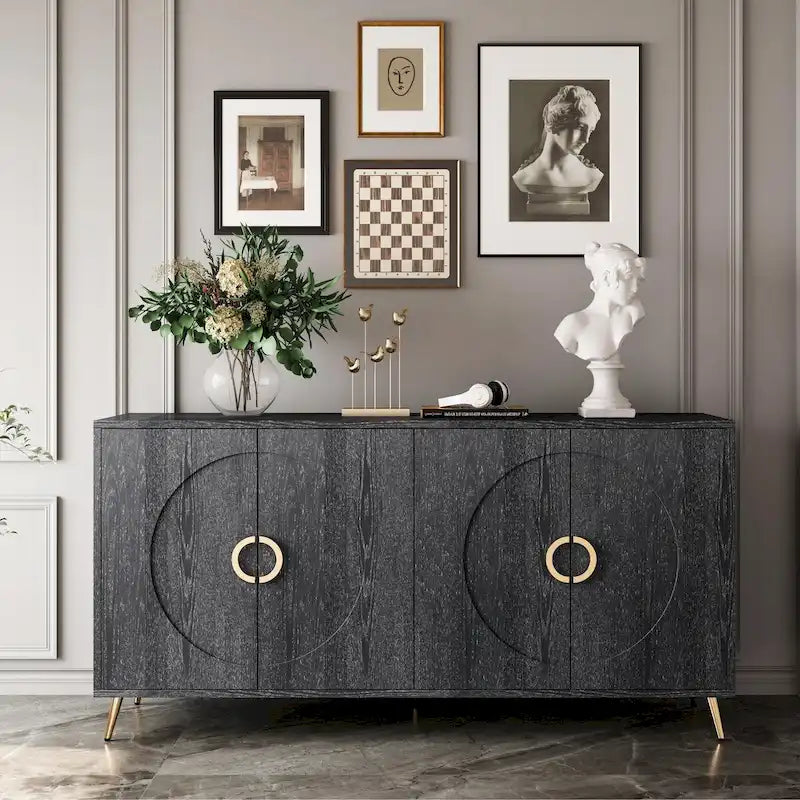 Modern Lacquered 4-Door Wooden Sideboard Buffet Cabinet