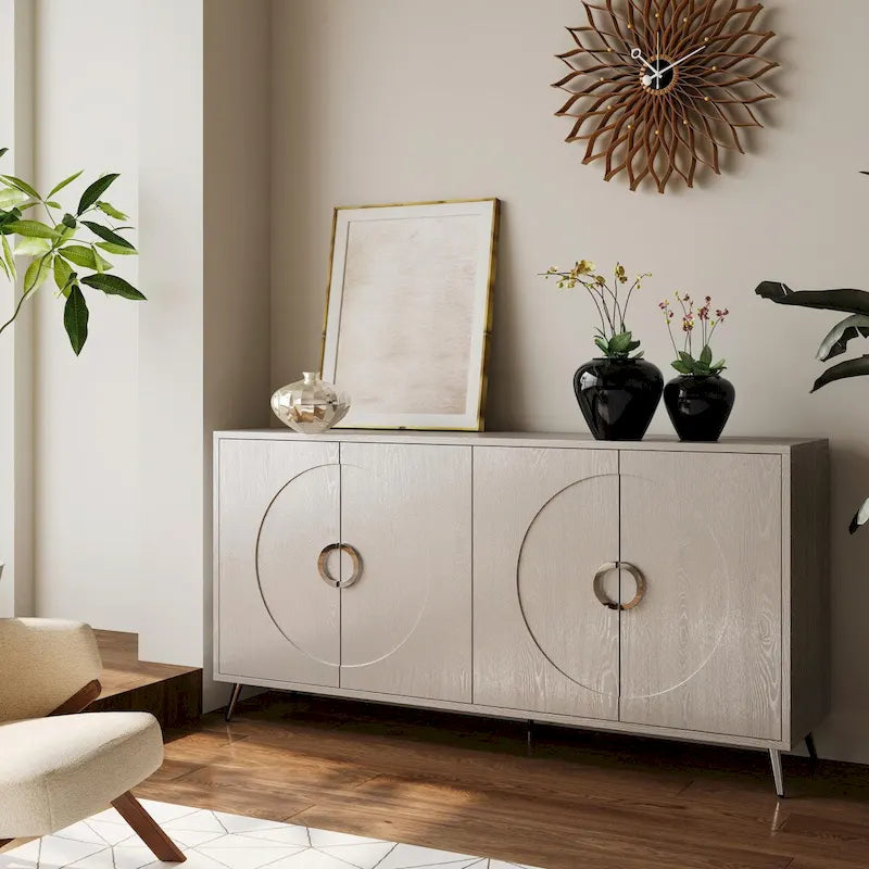 Modern Lacquered 4-Door Wooden Sideboard Buffet Cabinet