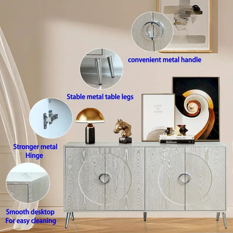 Modern Lacquered 4-Door Wooden Sideboard Buffet Cabinet