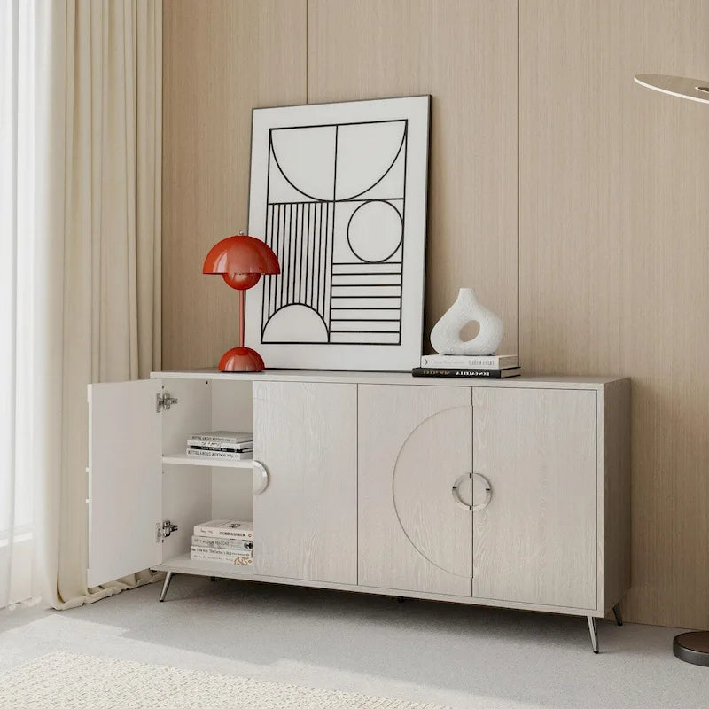 Modern Lacquered 4-Door Wooden Sideboard Buffet Cabinet