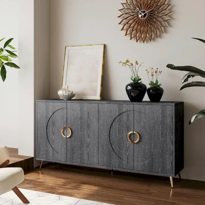 Modern Lacquered 4-Door Wooden Sideboard Buffet Cabinet