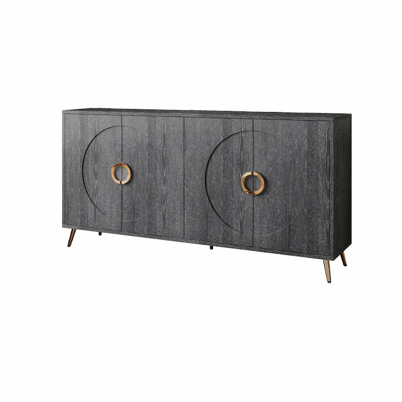 Modern Lacquered 4-Door Wooden Sideboard Buffet Cabinet