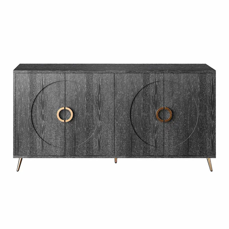 Modern Lacquered 4-Door Wooden Sideboard Buffet Cabinet