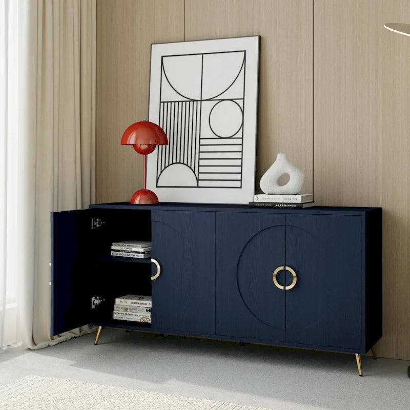 Modern Lacquered 4-Door Wooden Sideboard Buffet Cabinet