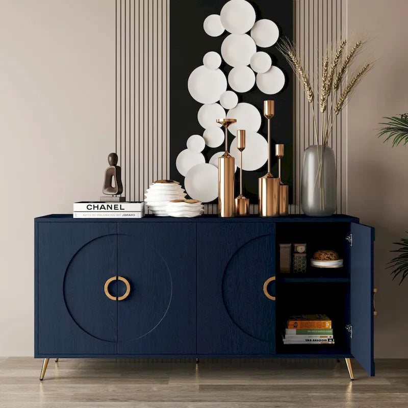 Modern Lacquered 4-Door Wooden Sideboard Buffet Cabinet