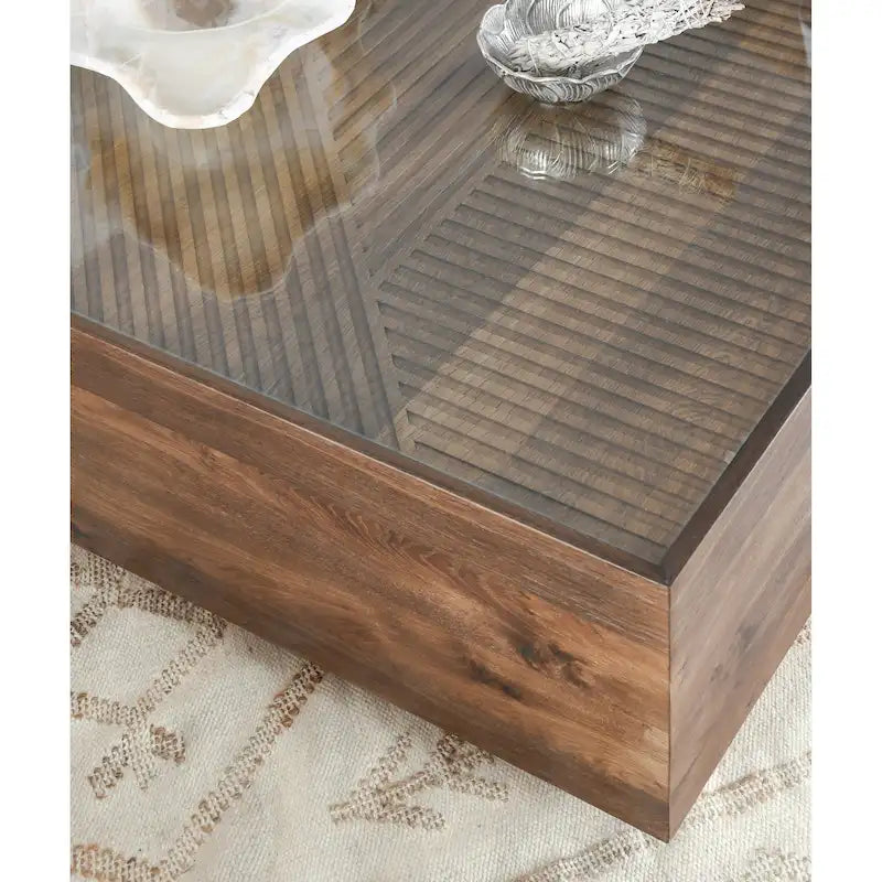 Classic Home Santa Barbara 49 Glass and Wood Coffee Table