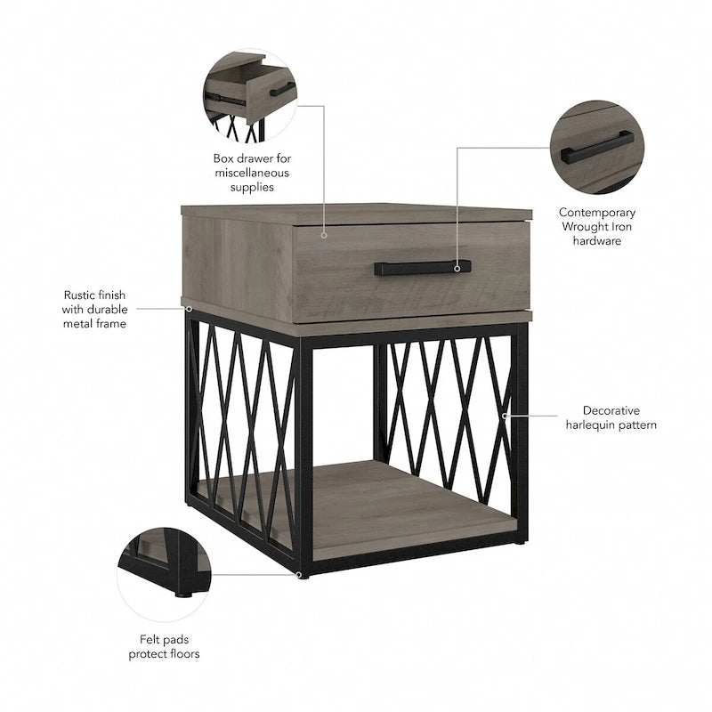 City Park Industrial End Table with Drawer