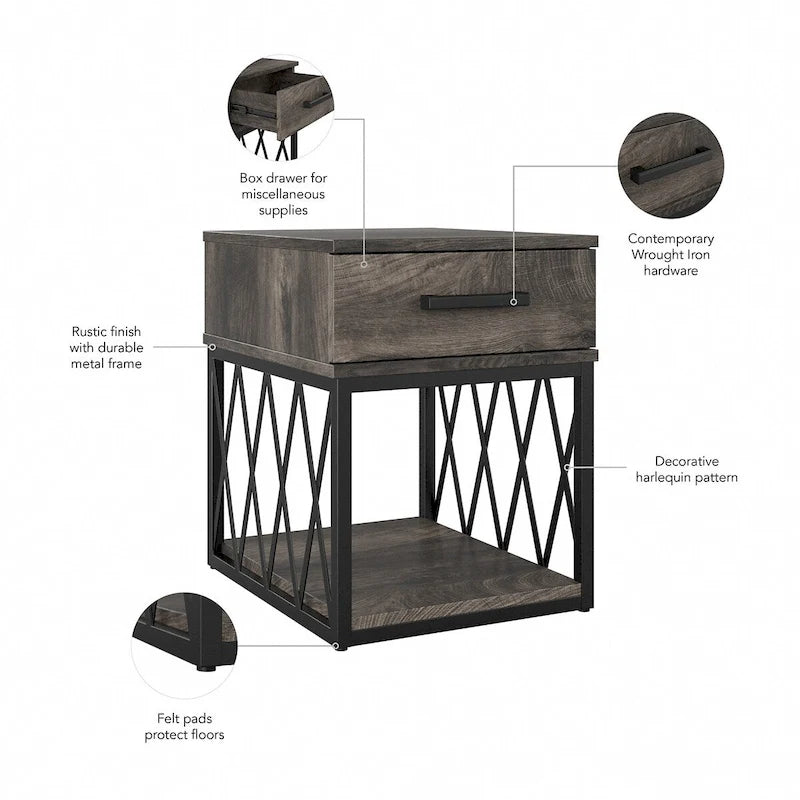 City Park Industrial End Table with Drawer