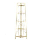 Metal Scroll Indoor Outdoor Tall Folding 5 Shelves Bakers Rack - Gold or White - Roche River Decor