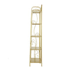 Metal Scroll Indoor Outdoor Tall Folding 5 Shelves Bakers Rack - Gold or White - Roche River Decor