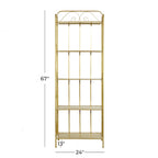 Metal Scroll Indoor Outdoor Tall Folding 5 Shelves Bakers Rack - Gold or White - Roche River Decor