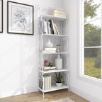 Metal Scroll Indoor Outdoor Tall Folding 5 Shelves Bakers Rack - Gold or White - Roche River Decor