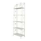 Metal Scroll Indoor Outdoor Tall Folding 5 Shelves Bakers Rack - Gold or White - Roche River Decor