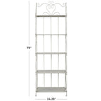 Metal Scroll Indoor Outdoor Tall Folding 5 Shelves Bakers Rack - Gold or White - Roche River Decor
