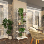 Metal Scroll Indoor Outdoor Tall Folding 5 Shelves Bakers Rack - Gold or White - Roche River Decor