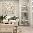 Metal Scroll Indoor Outdoor Tall Folding 5 Shelves Bakers Rack - Gold or White - Roche River Decor