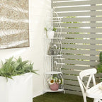 Metal Scroll Indoor Outdoor Tall Folding 5 Shelves Bakers Rack - Gold or White - Roche River Decor