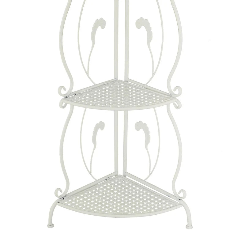 Metal Scroll Indoor Outdoor Tall Folding 5 Shelves Bakers Rack - Gold or White - Roche River Decor