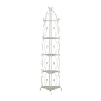 Metal Scroll Indoor Outdoor Tall Folding 5 Shelves Bakers Rack - Gold or White - Roche River Decor