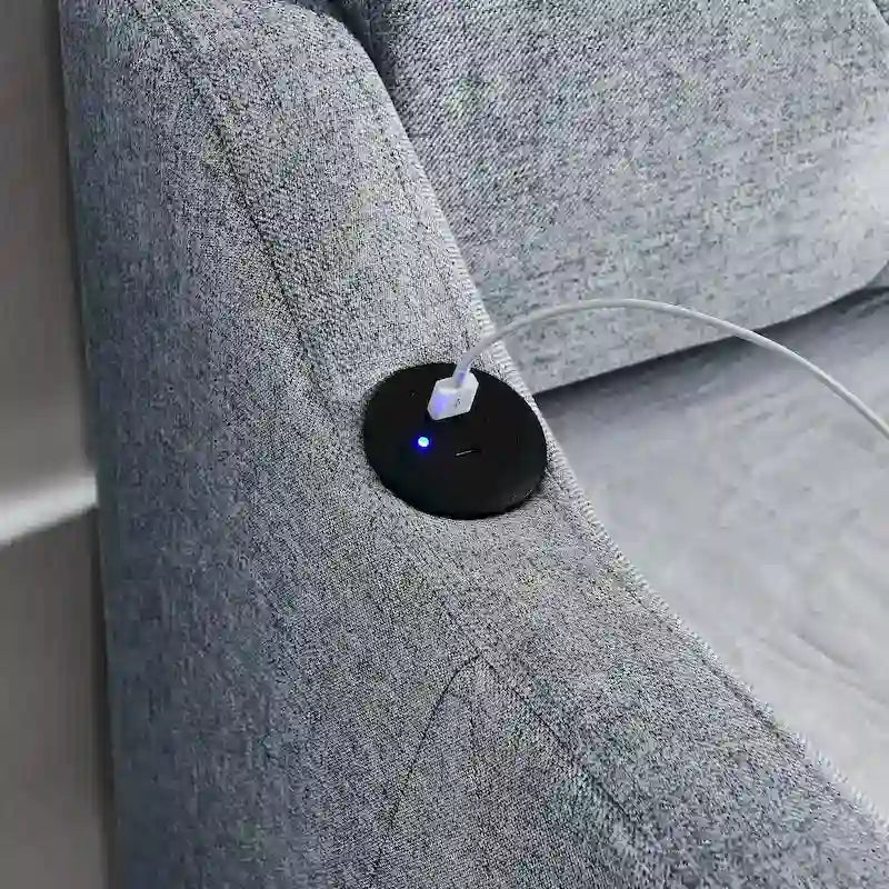 Twin Size Upholstery DayBed with Twin Size Erectable Trundle and USB Charging Design