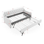 Twin Size Upholstery DayBed with Twin Size Erectable Trundle and USB Charging Design