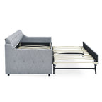 Twin Size Upholstery DayBed with Twin Size Erectable Trundle and USB Charging Design