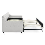 Twin Size Upholstery DayBed with Twin Size Erectable Trundle and USB Charging Design