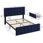 Queen Size Bed Frame with 4 Storage Drawers and Headboard