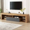 Modern Design TV Stands for TVs up to 80, LED Light Entertainment Center, Media Console with 6 Storage Cabinets