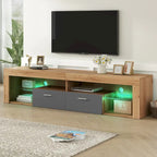 Modern Design TV Stands for TVs up to 80, LED Light Entertainment Center, Media Console with 6 Storage Cabinets