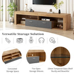 Modern Design TV Stands for TVs up to 80, LED Light Entertainment Center, Media Console with 6 Storage Cabinets